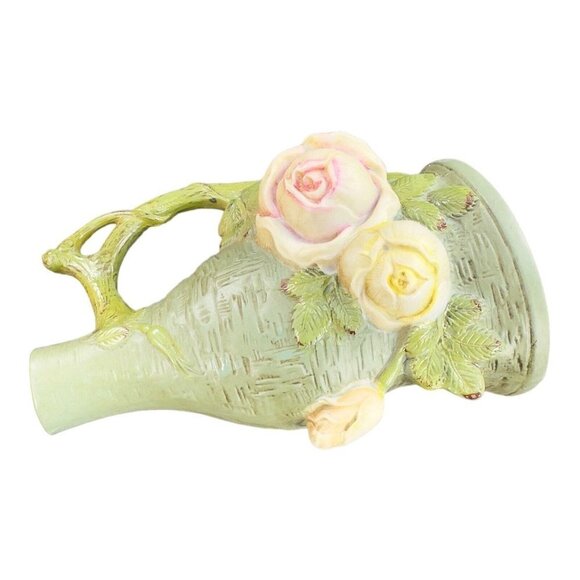 Antique Schafer And Vater Rose Vase Fine Porcelain Vase Textured Flower Marked - Picture 4 of 9